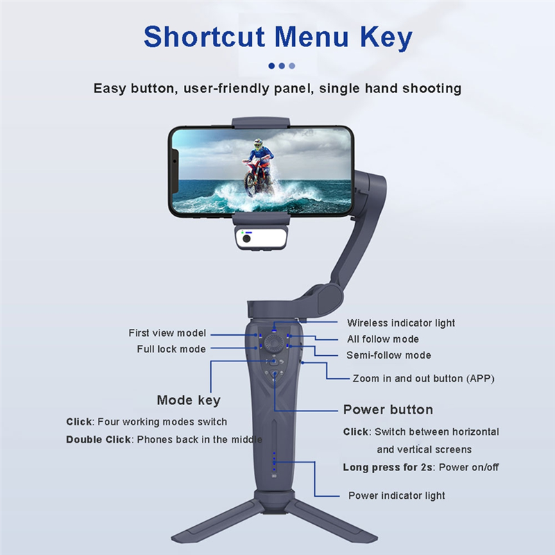 Photography Lighting Ai - A52T F12 3-Axis Gimbal Stabilizer,LED Lighting,Support