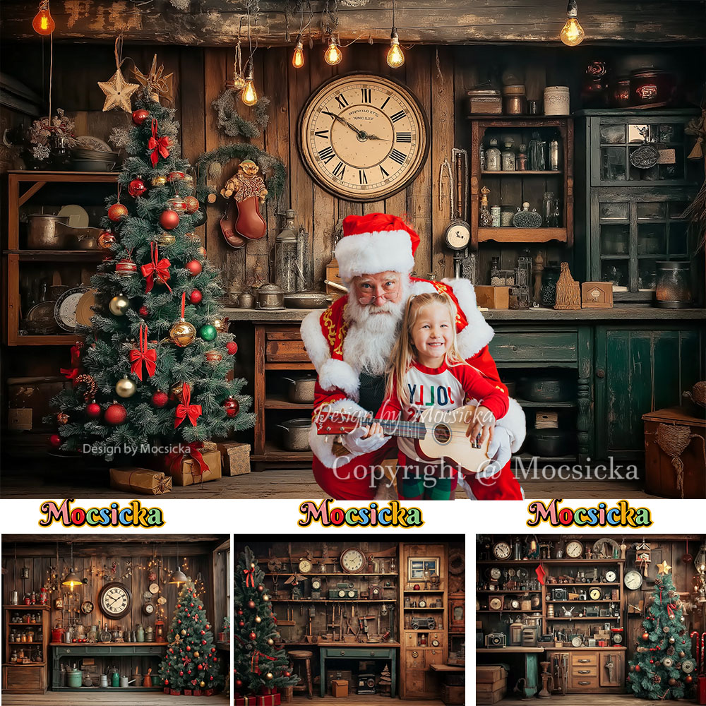 Photography Lighting Workshops - Mocsicka Santa's Workshop Wooden Photography Backdrop