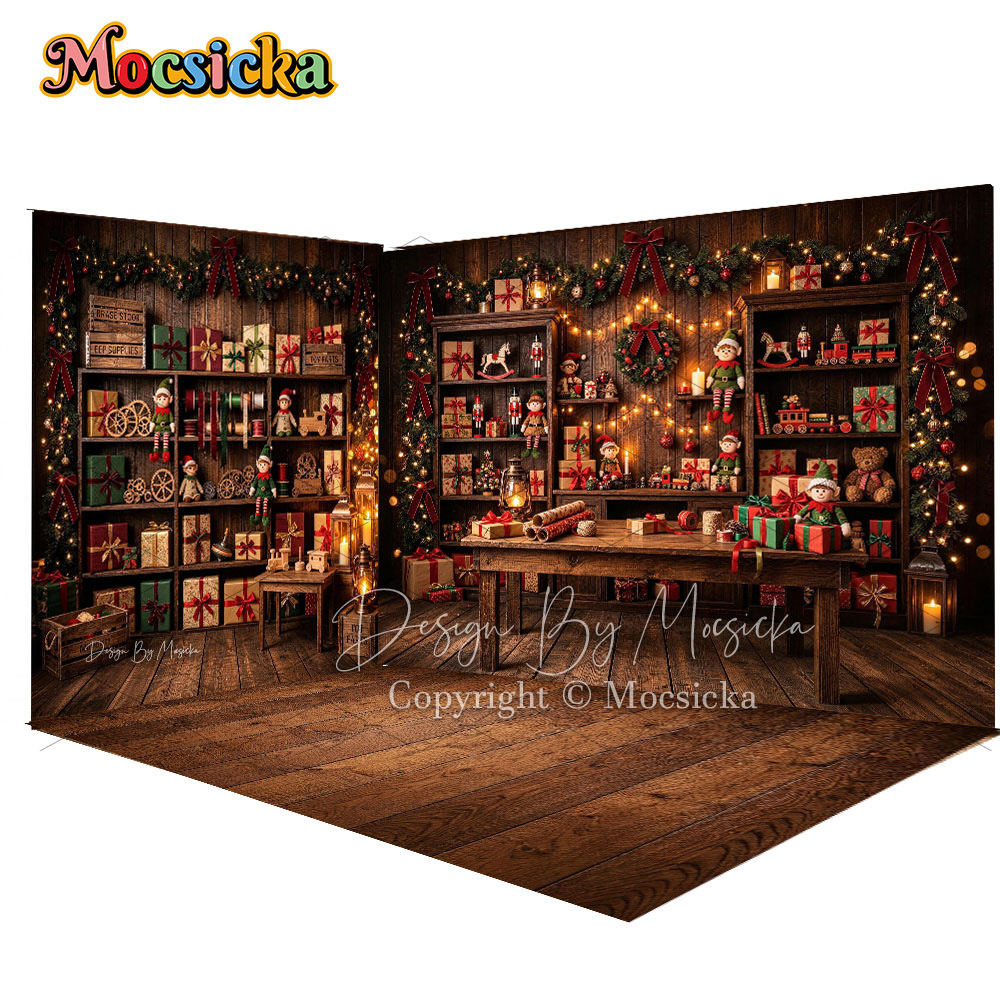 Photography Lighting Workshops - Mocsicka Christmas Elf Workshop Backdrop Photography