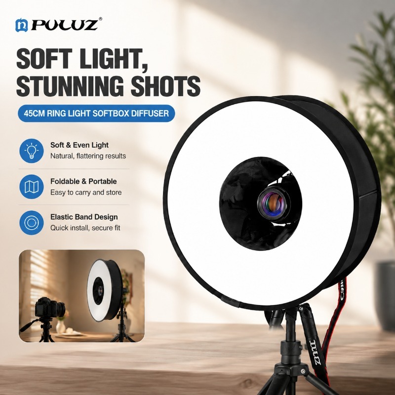 Photography Types Of Lighting - Foldable 45cm Ring‑flash Soft‑cloth Universal‑type Softbox